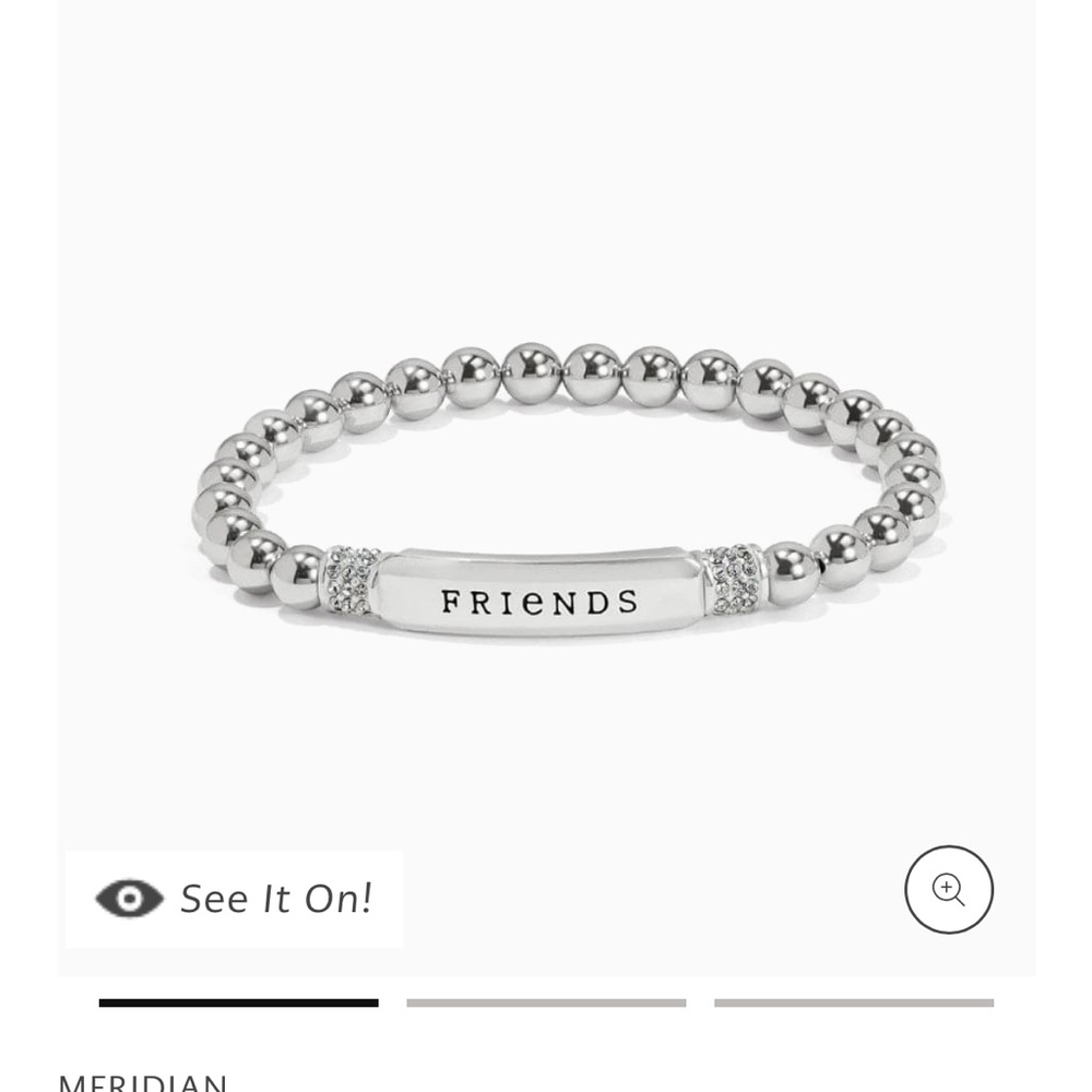 NWT: Brighton Meridian Silver Friends Petite Stretch Bracelet Dust Bag
